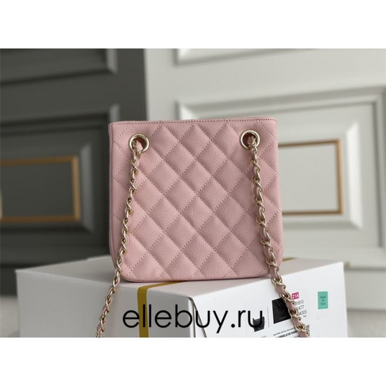 Chanel 22S Small Barrel Bag Pink Champagne Gold Hardware Caviar Leather Hass Factory leather 16x15x9cm