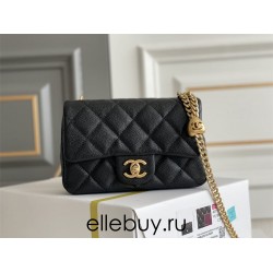 Chanel Classic Flap bag Heart Shaped Black with Gold Hardware Small Size 19 Caviar Leather Hass Factory leather 19x13x5cm