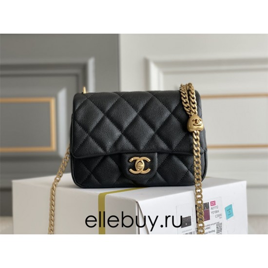 Chanel Classic Flap bag Heart Shaped Black with Gold Hardware Medium Size 20 Caviar Leather Hass Factory leather 20cm