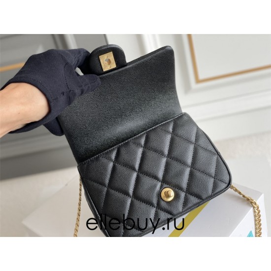 Chanel Classic Flap bag Heart Shaped Black with Gold Hardware Medium Size 20 Caviar Leather Hass Factory leather 20cm