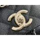 Chanel 23P Vintage Double Pocket Backpack Black Champagne Gold Hardware Medium Size Caviar Leather Hass Factory leather 21x20x12cm