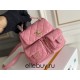 Chanel 23A Vintage Double Pocket Backpack Pink Champagne Gold Hardware Small Size Calfskin Leather Hass Factory leather 18x17x10cm