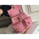 Chanel 23A Vintage Double Pocket Backpack Pink Champagne Gold Hardware Small Size Calfskin Leather Hass Factory leather 18x17x10cm