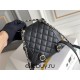 Chanel 23A Double Pocket Vintage Backpack Black Champagne Gold Hardware Small Size Calfskin Leather Hass Factory leather 18x17x10cm