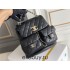 Chanel 23A Double Pocket Vintage Backpack Black Champagne Gold Hardware Medium Size Calfskin Leather Hass Factory leather 18x17x10cm