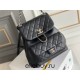 Chanel 23C Duma Backpack Black Champagne Gold Hardware Medium Size Calfskin Leather Hass Factory leather 23x21x13cm