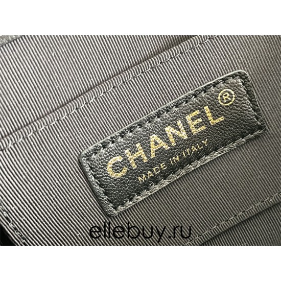 Chanel 22A Duma Backpack Black Champagne Gold Hardware Small Size Lambskin Leather Hass Factory leather 18x18x12cm