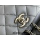 Chanel 22A Duma Backpack Gray Champagne Gold Hardware Small Size Lambskin Leather Hass Factory leather 18x18x12cm