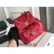 Chanel 2022cc Small Backpack Red Champagne Gold Hardware Calfskin Leather Hass Factory leather 18x18x12cm