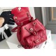 Chanel 2022cc Small Backpack Red Champagne Gold Hardware Calfskin Leather Hass Factory leather 18x18x12cm