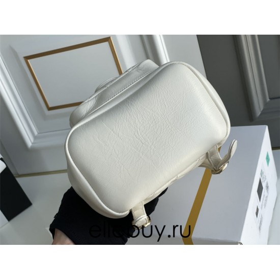 Chanel 2022cc Small Backpack White Champagne Gold Hardware Calfskin Leather Hass Factory leather 18x18x12cm