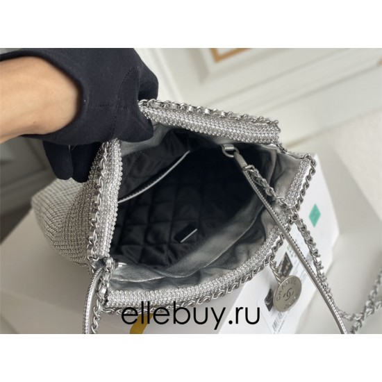 Chanel 23A Chanel 22 Mini Diamond Silver Hardware Calfskin Leather Hass Factory leather 19x20x6cm