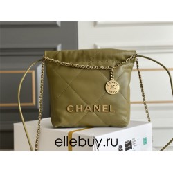 Chanel 23A Chanel 22 Mini Avocado Green Gold Hardware Calfskin Leather Hass Factory leather 19x20x6cm