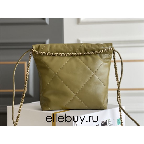 Chanel 23A Chanel 22 Mini Avocado Green Gold Hardware Calfskin Leather Hass Factory leather 19x20x6cm