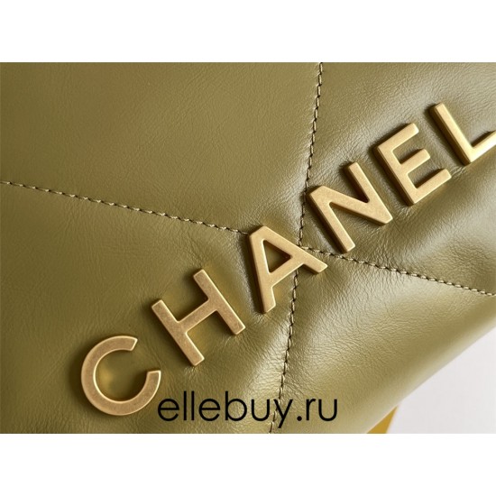 Chanel 23A Chanel 22 Mini Avocado Green Gold Hardware Calfskin Leather Hass Factory leather 19x20x6cm