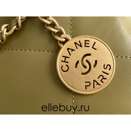 Chanel 23A Chanel 22 Mini Avocado Green Gold Hardware Calfskin Leather Hass Factory leather 19x20x6cm