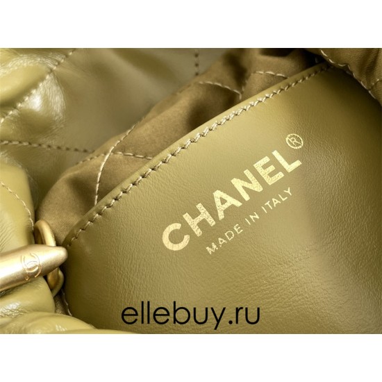 Chanel 23A Chanel 22 Mini Avocado Green Gold Hardware Calfskin Leather Hass Factory leather 19x20x6cm