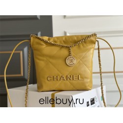 Chanel 23A Chanel 22 Mini Mango Yellow Gold Hardware Calfskin Leather Hass Factory leather 19x20x6cm