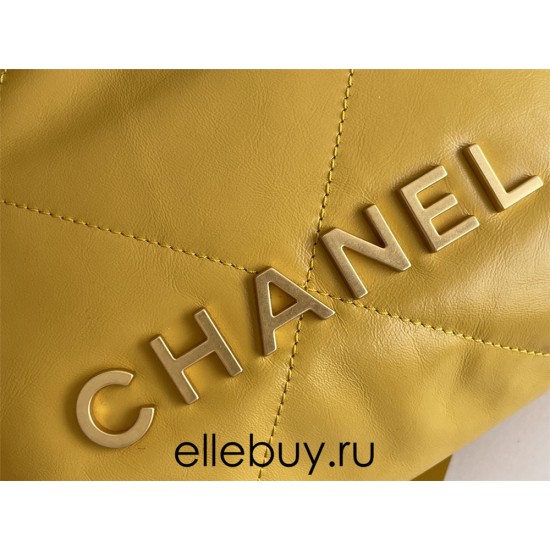 Chanel 23A Chanel 22 Mini Mango Yellow Gold Hardware Calfskin Leather Hass Factory leather 19x20x6cm