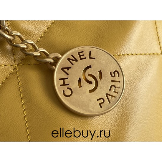 Chanel 23A Chanel 22 Mini Mango Yellow Gold Hardware Calfskin Leather Hass Factory leather 19x20x6cm