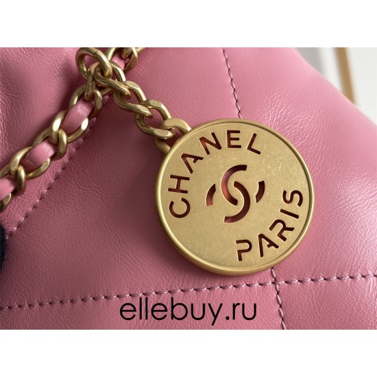 Chanel 23 Chanel 22 Mini Coral Pink Gold Hardware Calfskin Leather Hass Factory leather 19x20x6cm