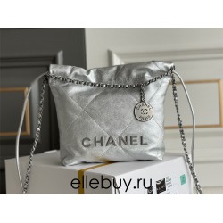 Chanel 23P Chanel 22 Mini Silver Hardware Silver Hardware Calfskin Leather Hass Factory leather 19x20x6cm