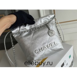 Chanel 23P Chanel 22 Mini Silver Hardware Silver Hardware Calfskin Leather Hass Factory leather 19x20x6cm