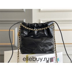 Chanel 23S Chanel 22 Mini Black Pearl Chain Gold Hardware Calfskin Leather Hass Factory leather 19x20x6cm