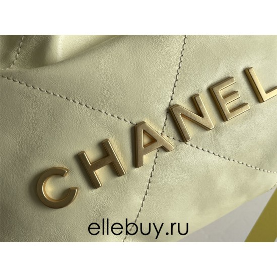 Chanel 23S Chanel 22 Mini Lemon Yellow Gold Hardware Calfskin Leather Hass Factory leather 19x20x6cm