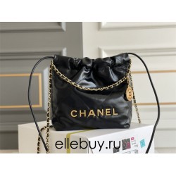 Chanel 23S Chanel 22 Mini Black Gold Hardware Calfskin Leather Hass Factory leather 19x20x6cm