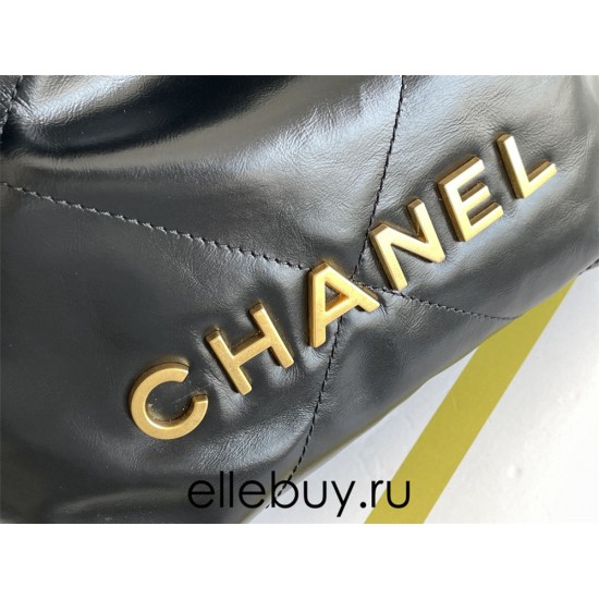 Chanel 23S Chanel 22 Mini Black Gold Hardware Calfskin Leather Hass Factory leather 19x20x6cm