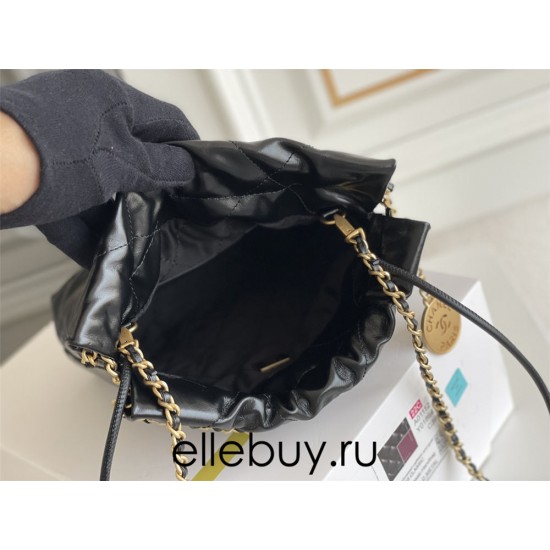 Chanel 23S Chanel 22 Mini Black Gold Hardware Calfskin Leather Hass Factory leather 19x20x6cm