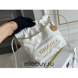 Chanel 23S Chanel 22 Mini White Gold Hardware Calfskin Leather Hass Factory leather 19x20x6cm