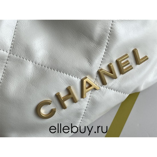 Chanel 23S Chanel 22 Mini White Gold Hardware Calfskin Leather Hass Factory leather 19x20x6cm