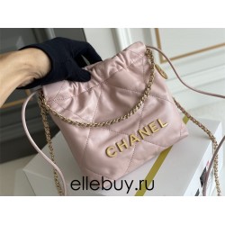 Chanel 23S Chanel 22 Mini Pink Gold Hardware Calfskin Leather Hass Factory leather 19x20x6cm