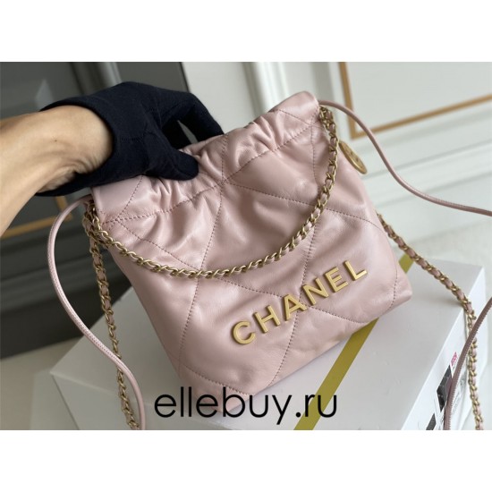 Chanel 23S Chanel 22 Mini Pink Gold Hardware Calfskin Leather Hass Factory leather 19x20x6cm