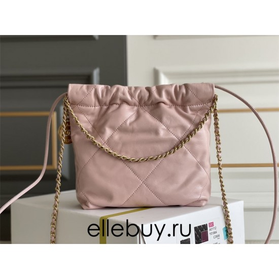 Chanel 23S Chanel 22 Mini Pink Gold Hardware Calfskin Leather Hass Factory leather 19x20x6cm