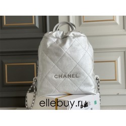 Chanel 23P Chanel 22 bag Small Double Shoulder Bag Flash Silver Hardware Silver Hardware Calfskin Leather Hass Factory leather 29x35x11cm