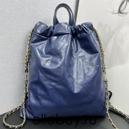 Chanel 22S Chanel 22 Bag Blue Gold Hardware Calfskin Leather Hass Factory leather 51x40x9cm