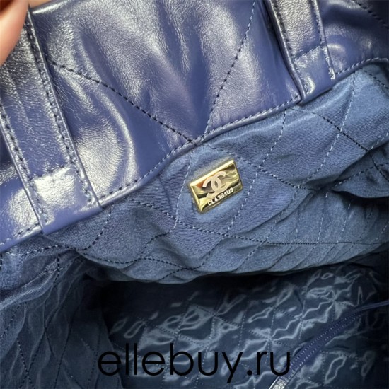 Chanel 22S Chanel 22 Bag Blue Gold Hardware Calfskin Leather Hass Factory leather 51x40x9cm