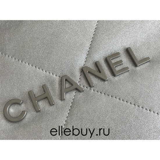 Chanel 22S Chanel 22 Small Double Shoulder Bag White Gold Hardware Calfskin Leather Hass Factory leather 51x40x9cm