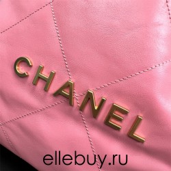 Chanel 22S Chanel 22 Small Double Shoulder Bag Peach Pink Gold Hardware Calfskin Leather Hass Factory leather 51x40x9cm