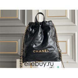 Chanel 22S Chanel 22 Bag Small Size 34 Black Gold Hardware Calfskin Leather Hass Factory leather 29x35x11cm