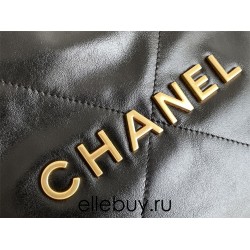 Chanel 22S Chanel 22 Bag Small Size 34 Black Gold Hardware Calfskin Leather Hass Factory leather 29x35x11cm