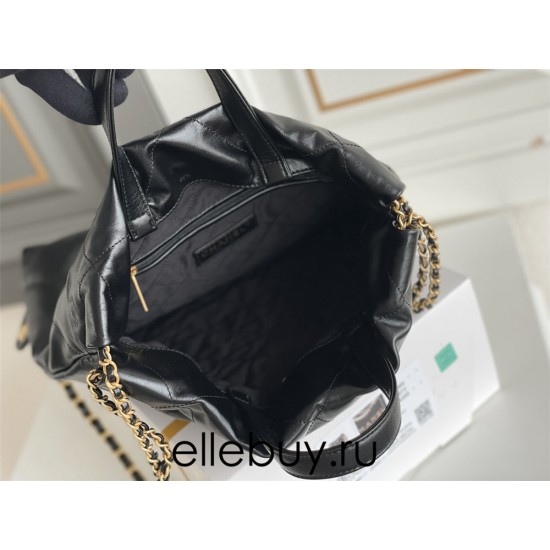 Chanel 22S Chanel 22 Bag Small Size 34 Black Gold Hardware Calfskin Leather Hass Factory leather 29x35x11cm