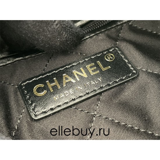 Chanel 22S Chanel 22 Bag Small Size 34 Black Gold Hardware Calfskin Leather Hass Factory leather 29x35x11cm