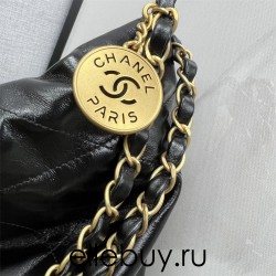 Chanel 22S Chanel 22 Bag Small Size 35 Black White Letters Gold Hardware Calfskin Leather Hass Factory leather 29x35x11cm