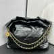 Chanel 22S Chanel 22 Bag Small Size 35 Black White Letters Gold Hardware Calfskin Leather Hass Factory leather 29x35x11cm