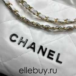 Chanel 22S Chanel 22 Bag Small Size 35 White Black Letters Gold Hardware Calfskin Leather Hass Factory leather 29x35x11cm