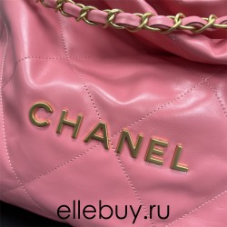 Chanel 22S Chanel 22 Bag Small Size 35 Peach Pink Gold Hardware Calfskin Leather Hass Factory leather 29x35x11cm